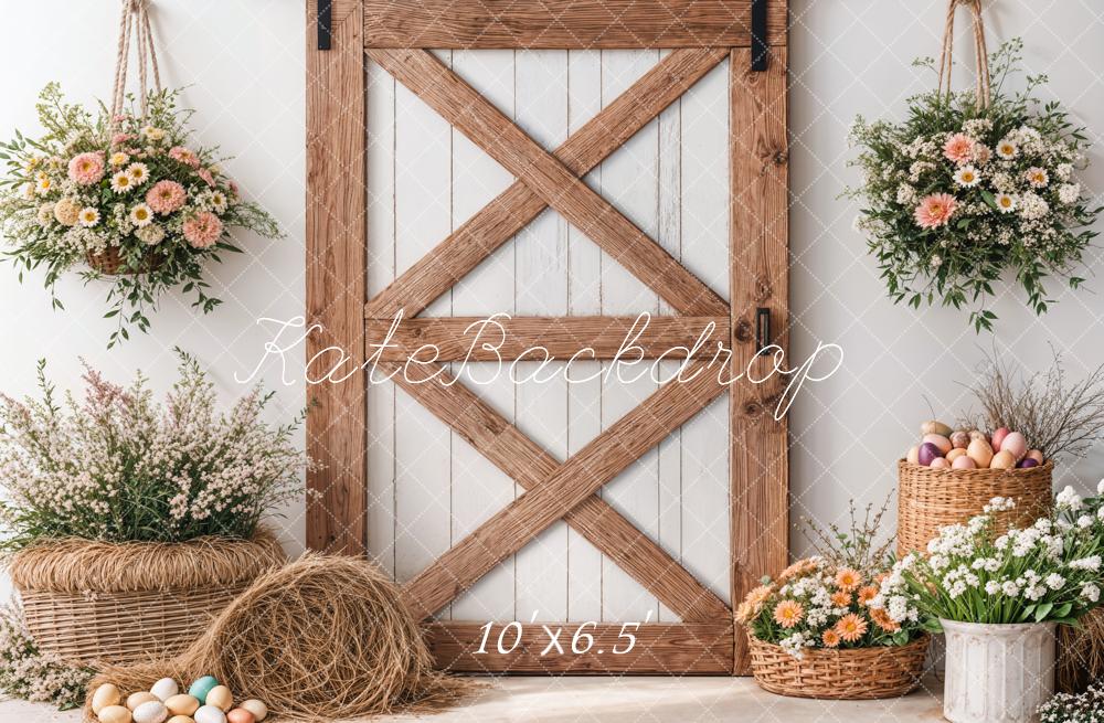 Kate Pâques Floral Rustique Porte en Bois Toile de fond conçue par Emetselch - Kate Backdrop FR