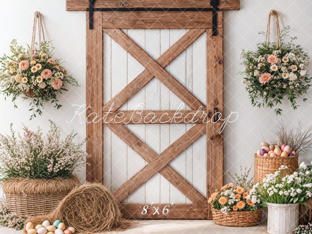 Kate Pâques Floral Rustique Porte en Bois Toile de fond conçue par Emetselch - Kate Backdrop FR