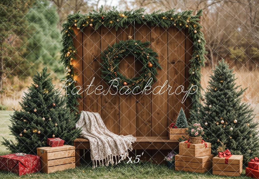 Kate Noël Forêt Rustique Porte en Bois Extérieur Toile de fond conçue par Emetselch - Kate Backdrop FR