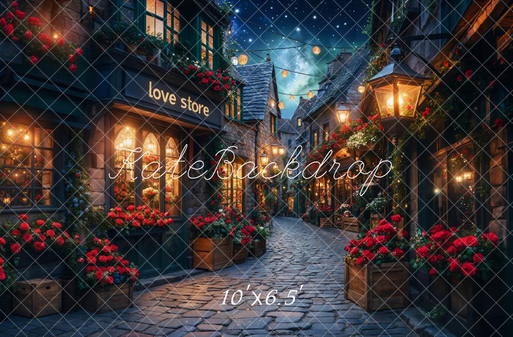 Kate Saint Valentin Nuit Romantique Village Toile de fond conçue par Emetselch - Kate Backdrop FR