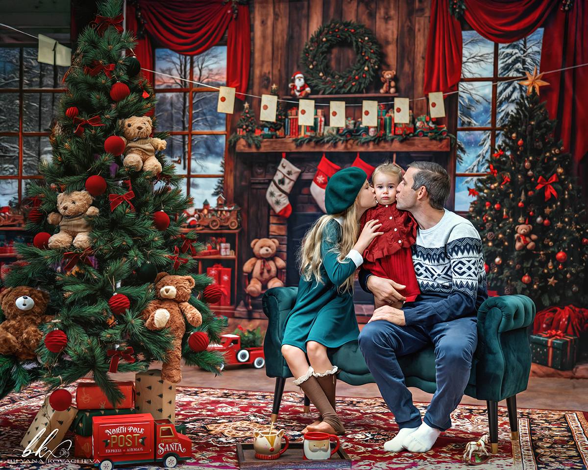 Kate Noël Arbre Cheminée Fenêtre Salle en Bois Toile de fond conçue par Emetselch - Kate Backdrop FR