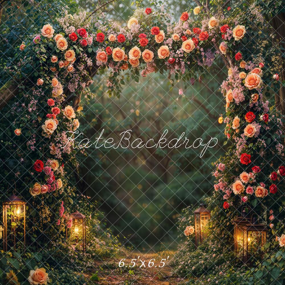 Kate Saint Valentin Arche de Fleurs Lanterne Forêt Toile de fond conçue par Emetselch - Kate Backdrop FR