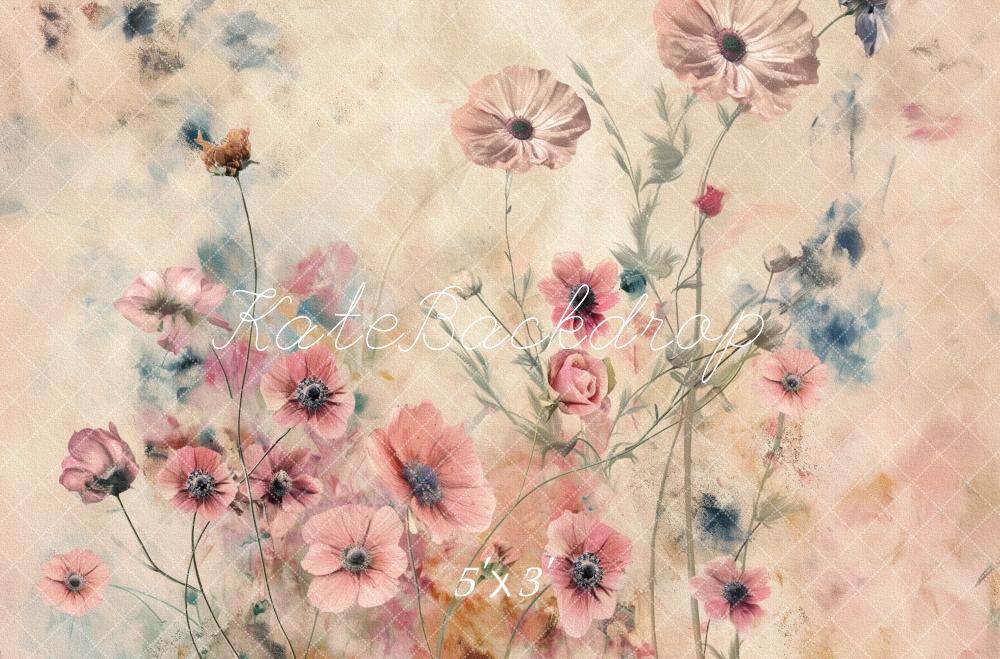 PROMO Kate Floral Beaux-arts Aquarelle Portrait Toile de fond conçue par Kerry Anderson - Kate Backdrop FR