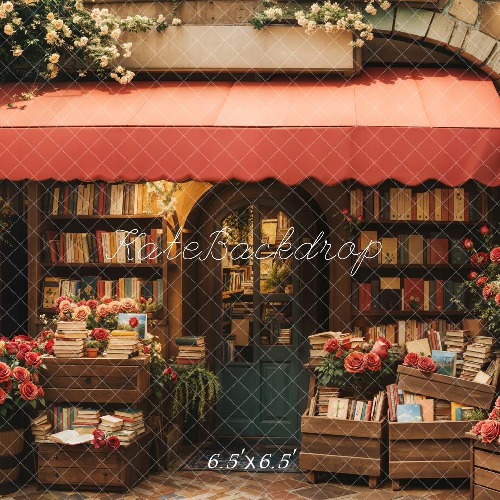 Kate Saint Valentin Librairie Roses Vintage Toile de fond conçue par Emetselch - Kate Backdrop FR