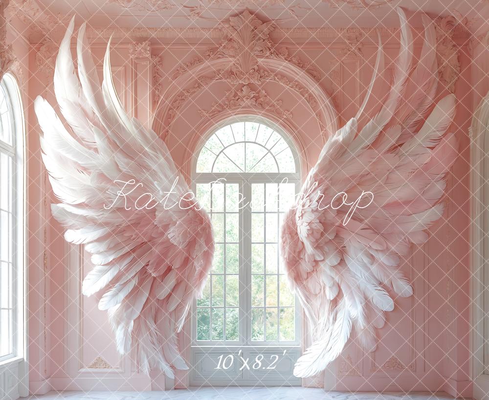 Kate Ailes d'ange Rose Fenêtre Fête des Mères Toile de fond conçue par Emetselch - Kate Backdrop FR