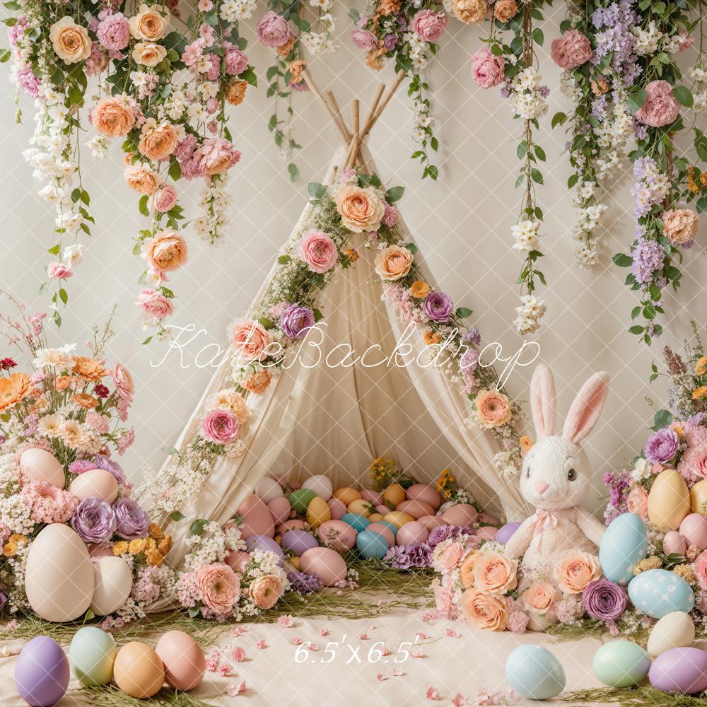 Kate Pâques Lapin Fleurs Tente Coloré Toile de fond conçue par Emetselch - Kate Backdrop FR