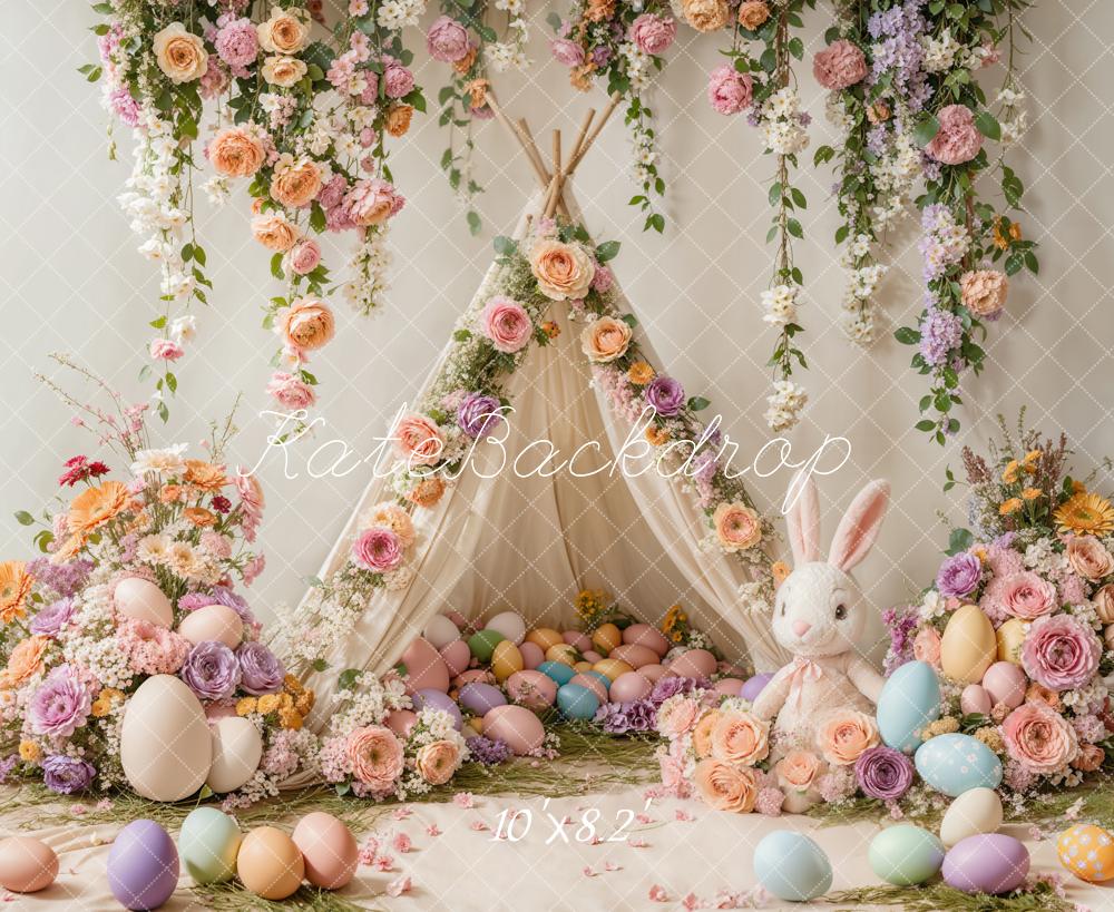 Kate Pâques Lapin Fleurs Tente Coloré Toile de fond conçue par Emetselch - Kate Backdrop FR