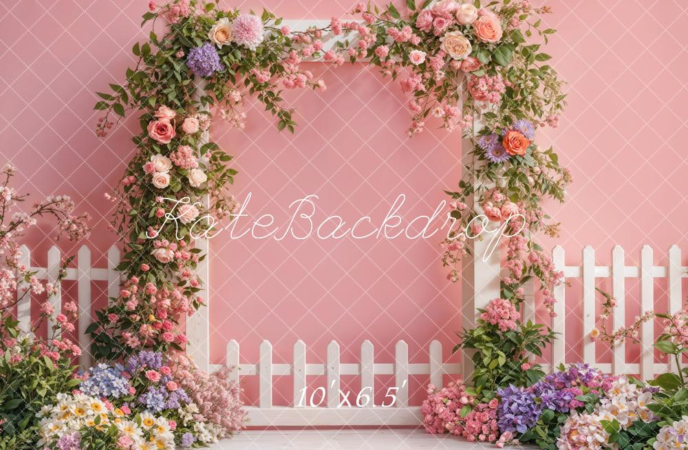 Kate Printemps Fleur Porte Clôture Rose Toile de fond conçue par Emetselch - Kate Backdrop FR