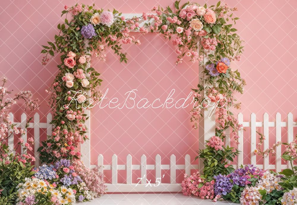 Kate Printemps Fleur Porte Clôture Rose Toile de fond conçue par Emetselch - Kate Backdrop FR