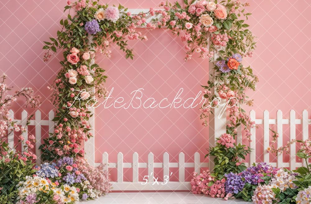 Kate Printemps Fleur Porte Clôture Rose Toile de fond conçue par Emetselch - Kate Backdrop FR