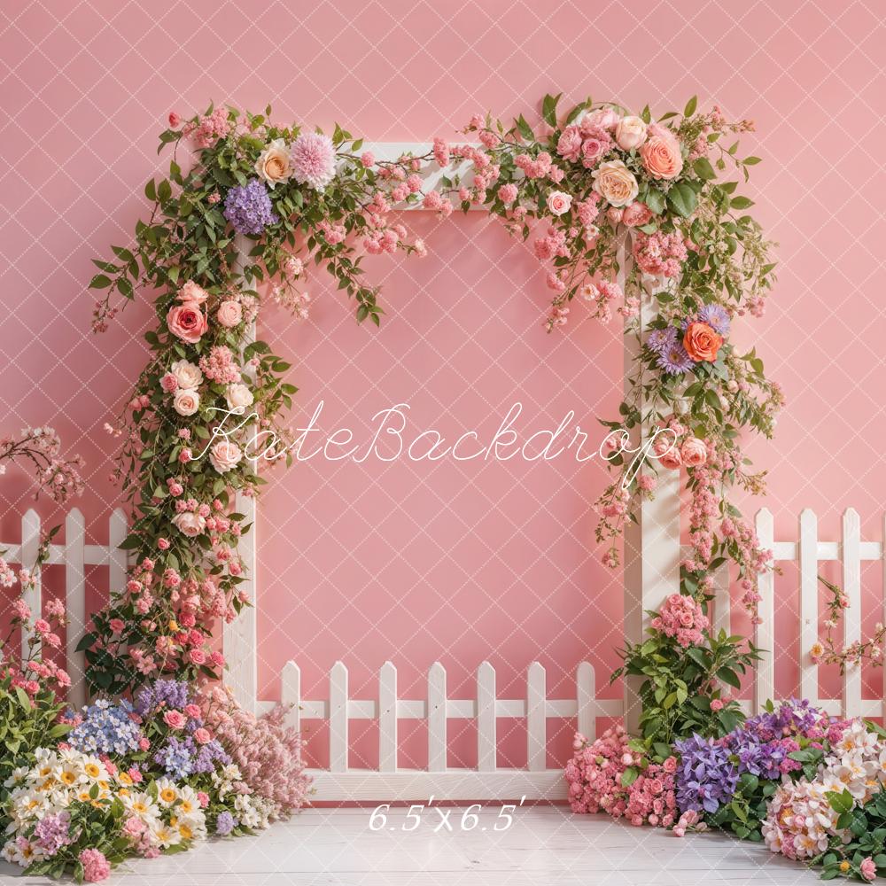 Kate Printemps Fleur Porte Clôture Rose Toile de fond conçue par Emetselch - Kate Backdrop FR