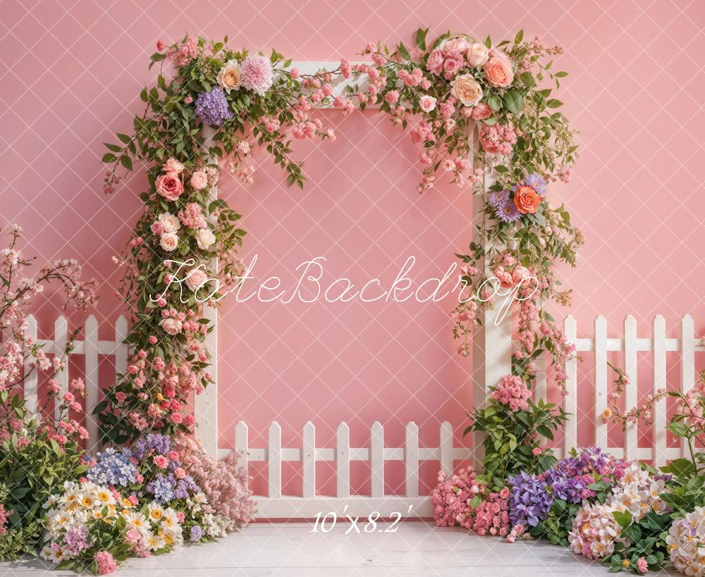 Kate Printemps Fleur Porte Clôture Rose Toile de fond conçue par Emetselch - Kate Backdrop FR