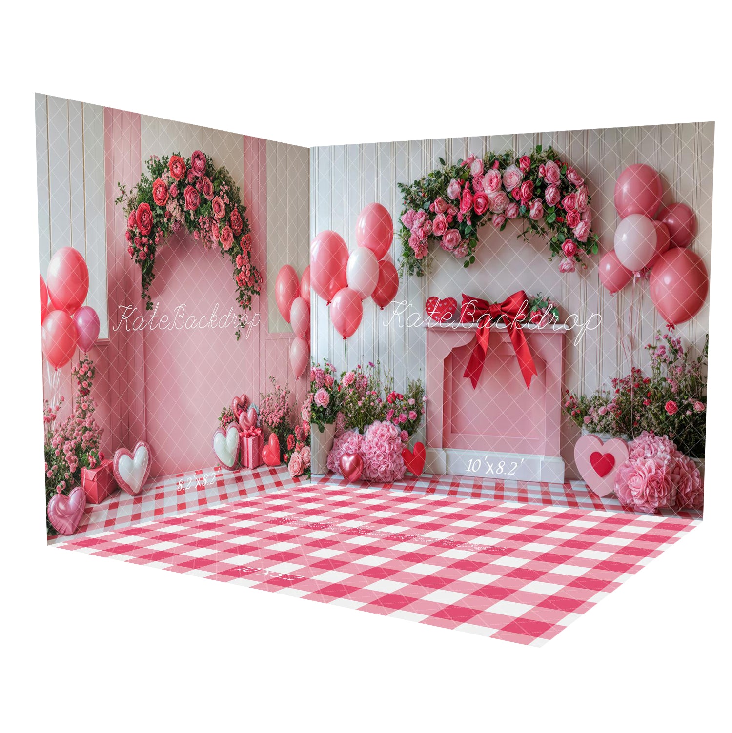 Kate Saint Valentin Rose Fleurs Ballons Nœud Ensemble de chambre - Kate Backdrop FR
