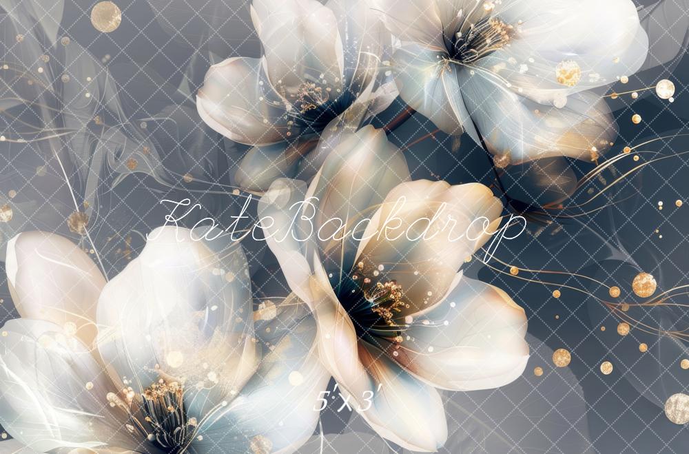 Kate Beaux-arts Fleurs lumineuses Blanc Toile de fond conçue par Lidia Redekopp - Kate Backdrop FR