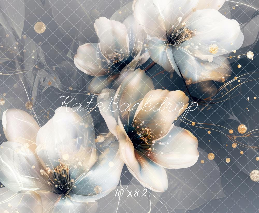 Kate Beaux-arts Fleurs lumineuses Blanc Toile de fond conçue par Lidia Redekopp - Kate Backdrop FR
