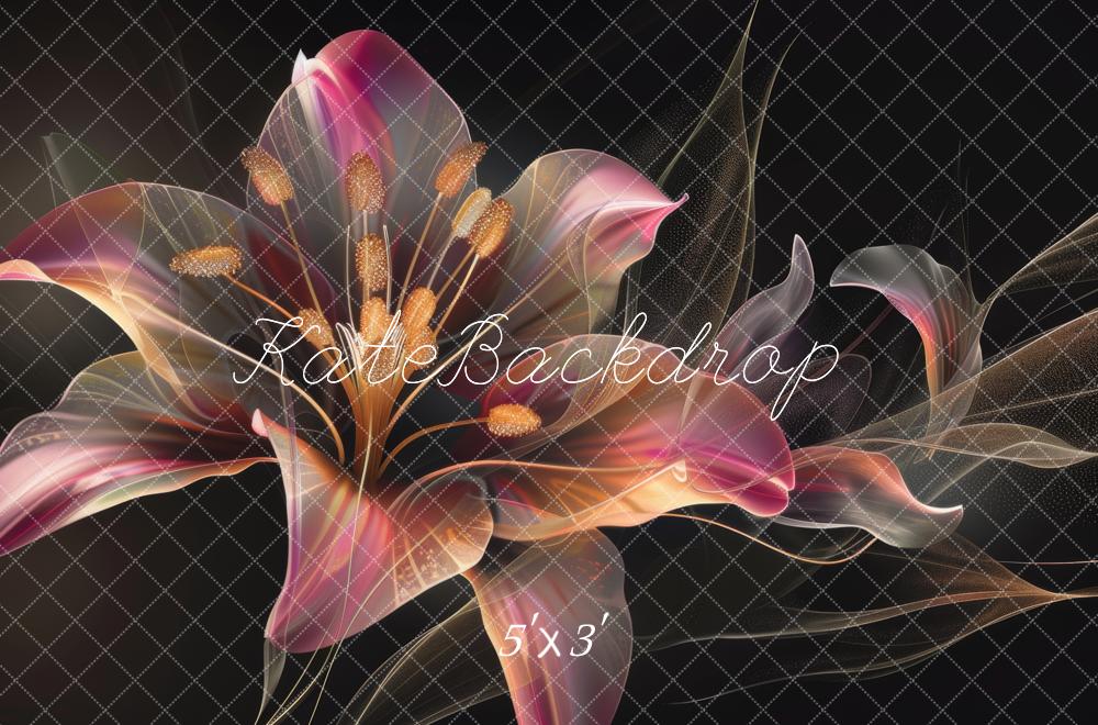 Kate Beaux-arts Fleurs lumineuses Lys Sombre Toile de fond conçue par Lidia Redekopp - Kate Backdrop FR