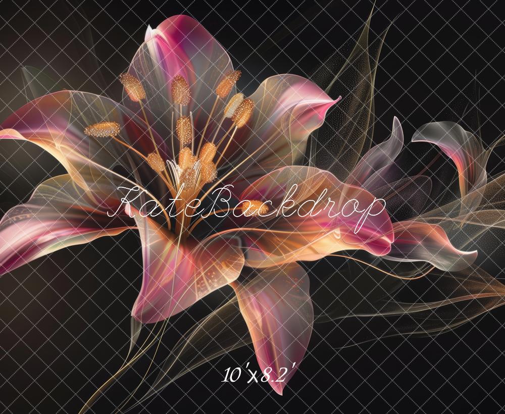 Kate Beaux-arts Fleurs lumineuses Lys Sombre Toile de fond conçue par Lidia Redekopp - Kate Backdrop FR