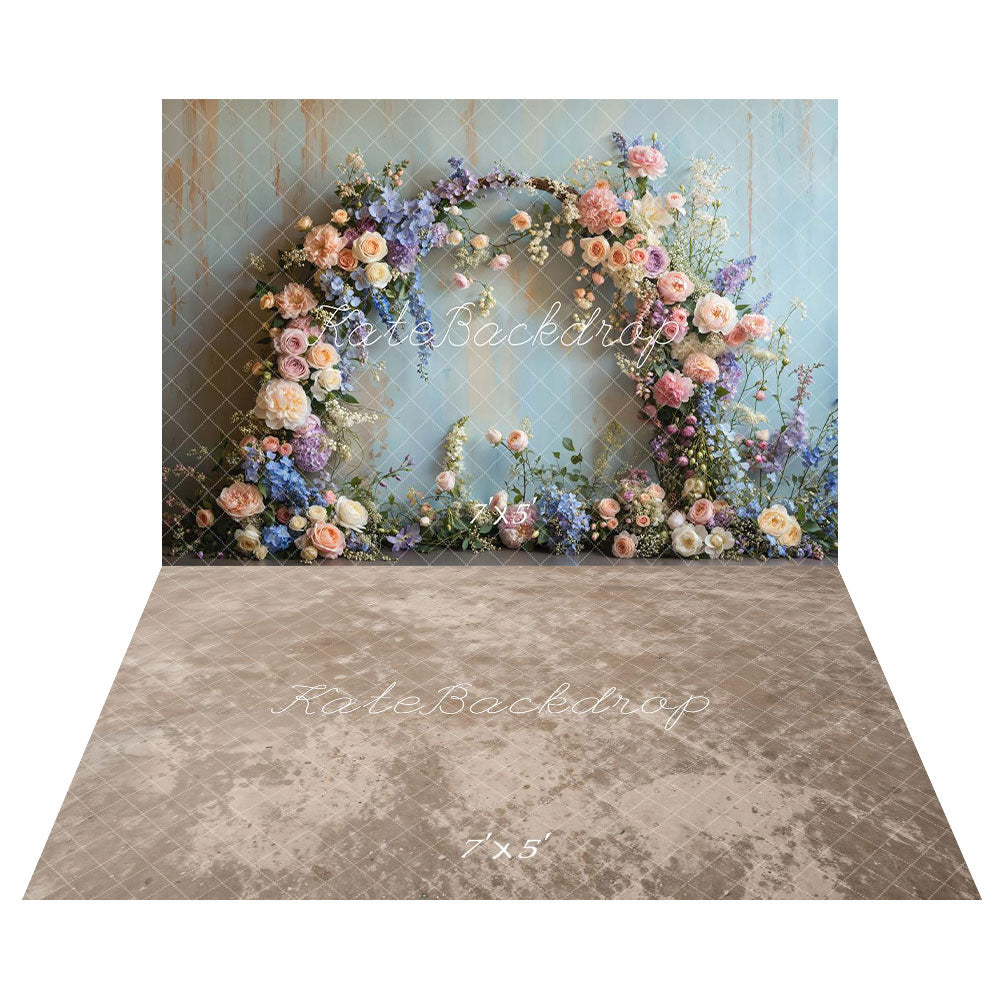 Kate Printemps Arche Florale Pastel Toile de fond+Abstrait Beige Marron Clair Sol Toile de fond - Kate Backdrop FR