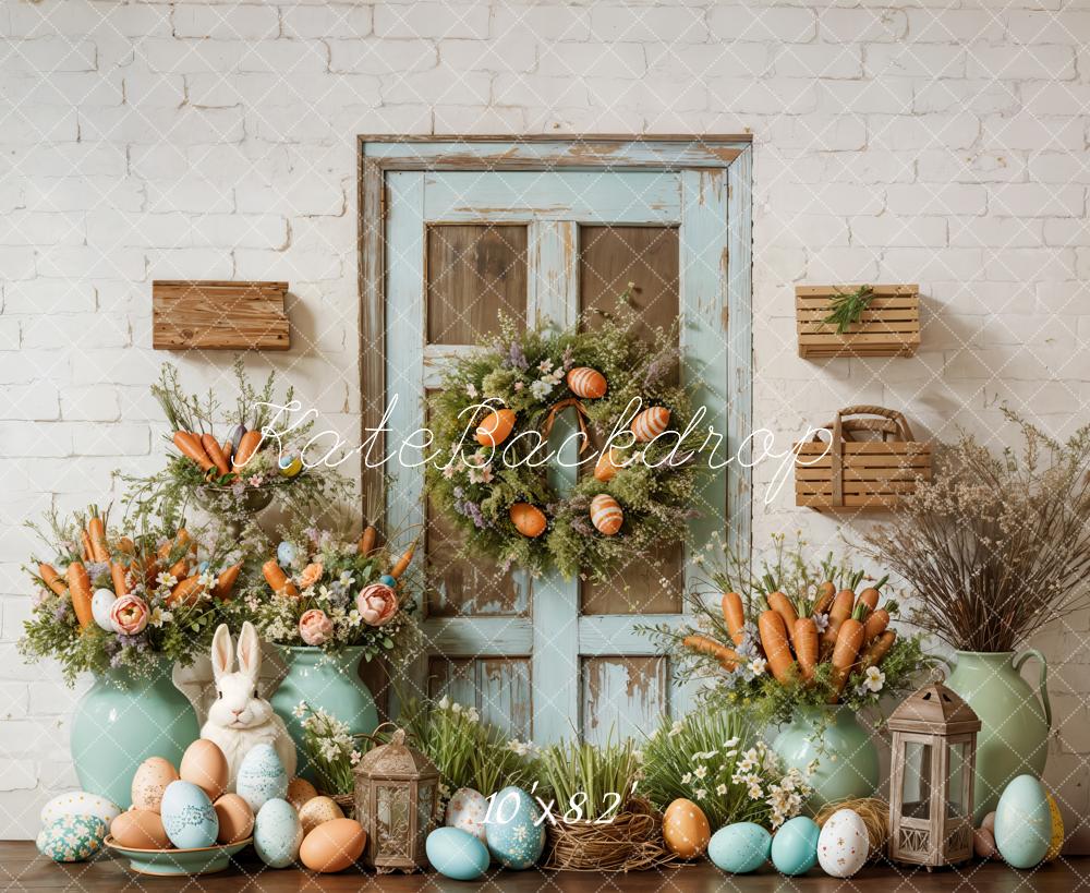 Kate Pâques Lapin Fleurs Rustique Carotte Toile de fond conçue par Emetselch - Kate Backdrop FR