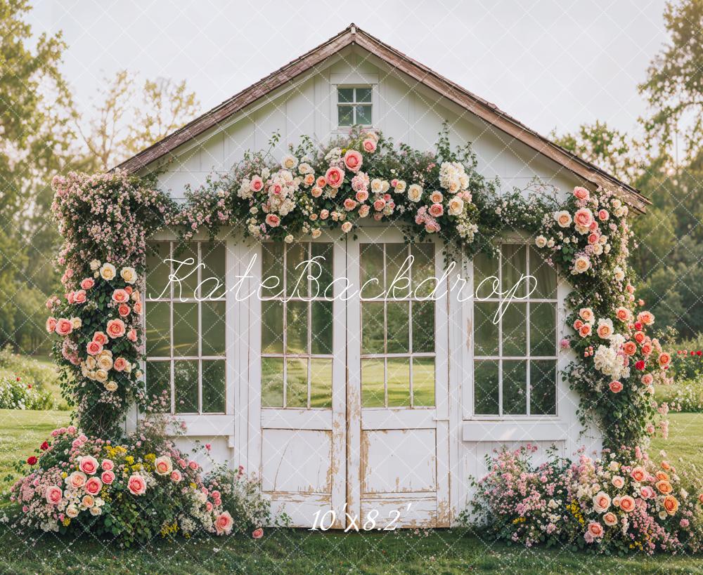 Kate Printemps Fleur Maison Rustique Jardin Toile de fond conçue par Emetselch - Kate Backdrop FR