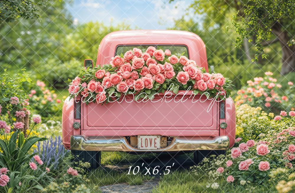 Kate Saint Valentin Rose Camion Roseraie Fleurs Toile de fond conçue par Emetselch - Kate Backdrop FR