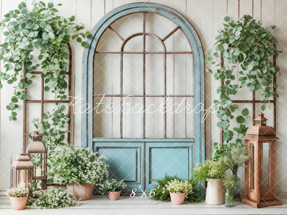 Kate Printemps Porte Bleue Verdure Fleurs Toile de fond conçue par Emetselch - Kate Backdrop FR