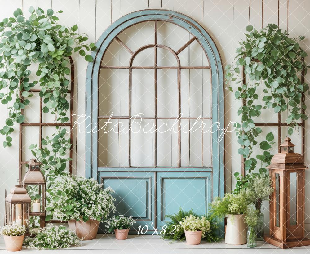 Kate Printemps Porte Bleue Verdure Fleurs Toile de fond conçue par Emetselch - Kate Backdrop FR