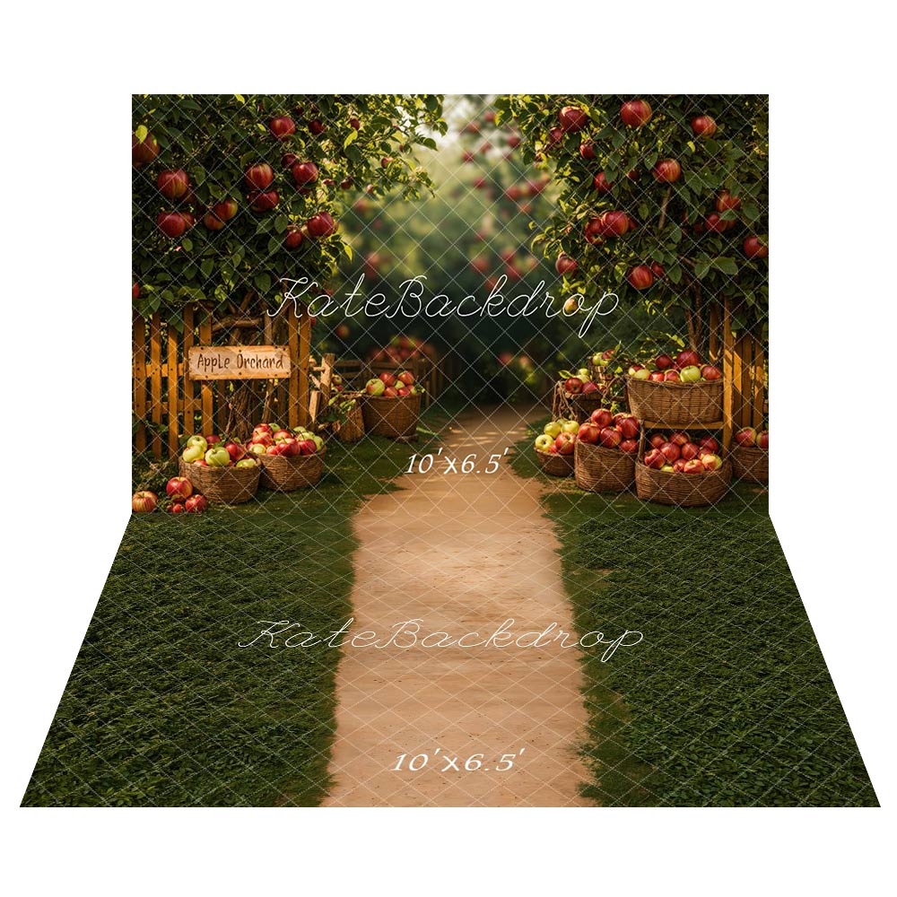 Kate Automne Verger de pommes Toile de fond+Jardin Chemin Verdure Sol Toile de fond - Kate Backdrop FR