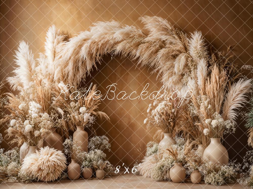 PROMO Kate Boho Arche Herbe de la pampa Marron Toile de fond conçue par Emetselch - Kate Backdrop FR