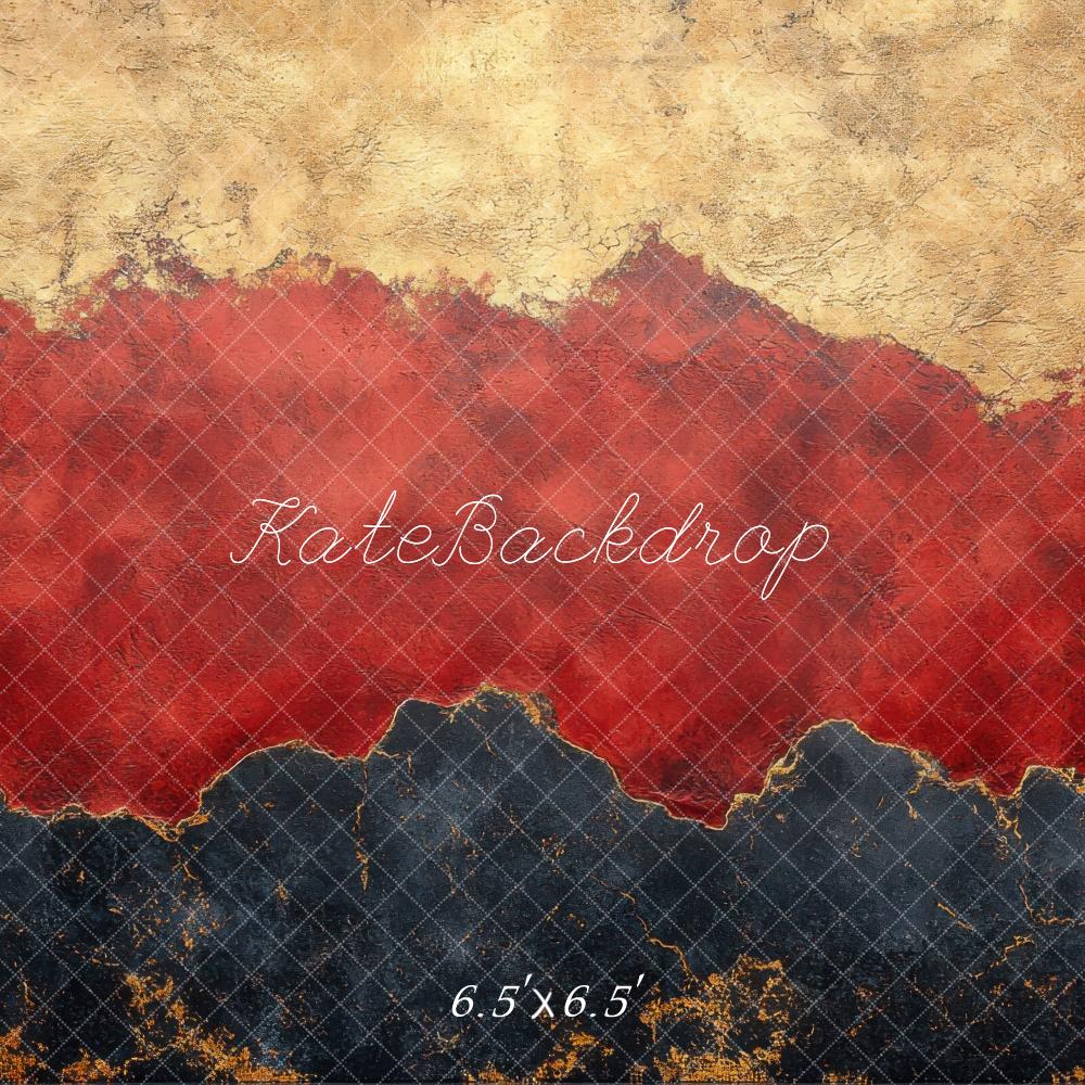 Kate Texture Abstraite Mur Doré Rouge Noir Toile de fond conçue par Mini MakeBelieve - Kate Backdrop FR