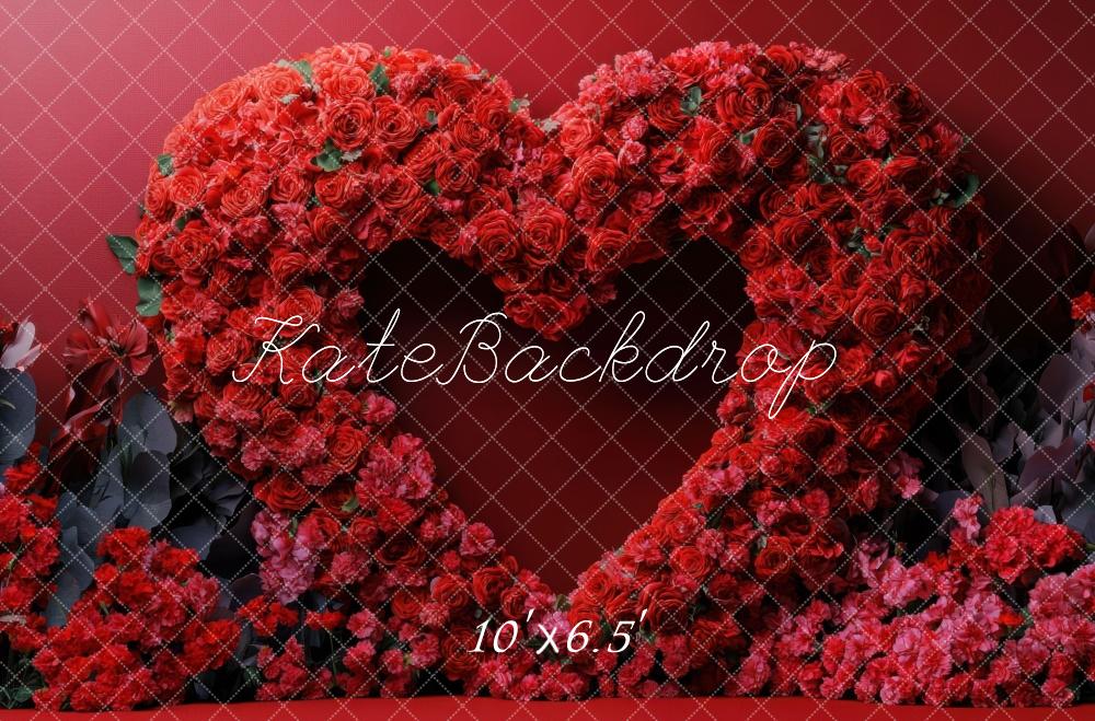 Kate Saint Valentin Cœur Roses Fleur Rouge Toile de fond conçue par Mini MakeBelieve - Kate Backdrop FR