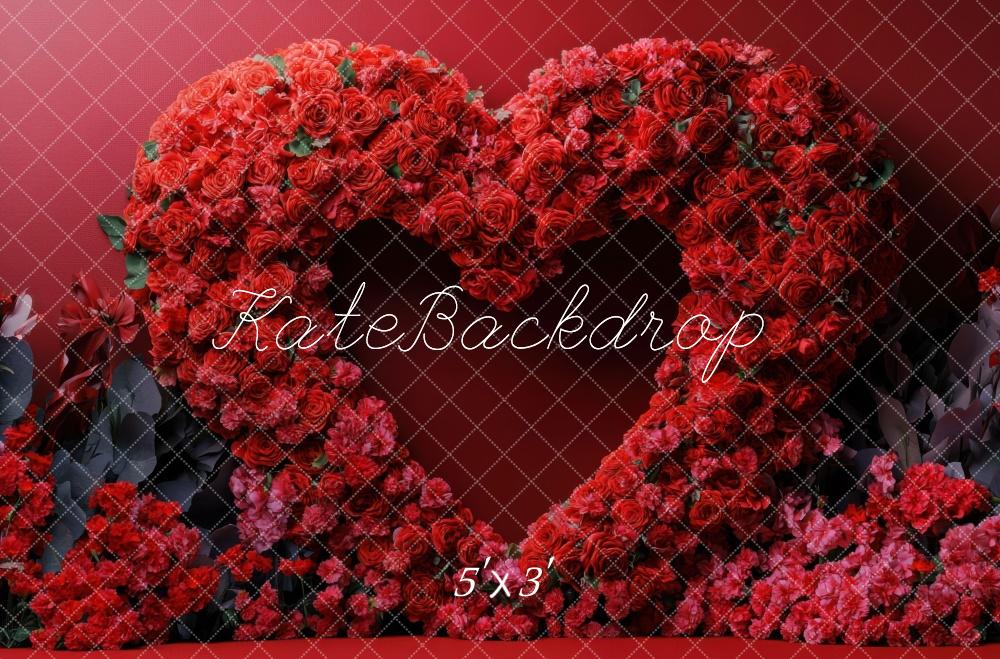 Kate Saint Valentin Cœur Roses Fleur Rouge Toile de fond conçue par Mini MakeBelieve - Kate Backdrop FR