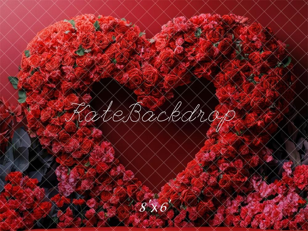 Kate Saint Valentin Cœur Roses Fleur Rouge Toile de fond conçue par Mini MakeBelieve - Kate Backdrop FR