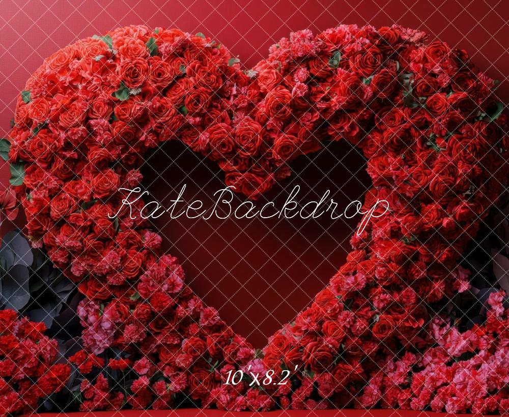 Kate Saint Valentin Cœur Roses Fleur Rouge Toile de fond conçue par Mini MakeBelieve - Kate Backdrop FR