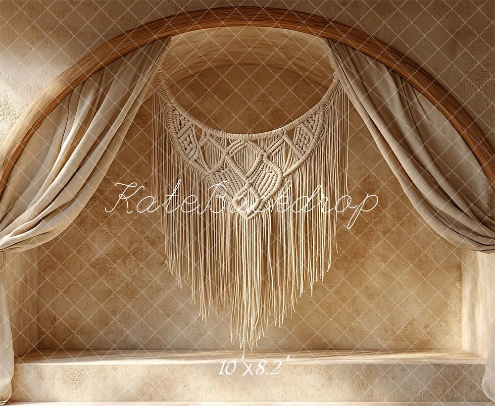 PROMO Kate Boho Arche Macramé Portrait Beige Toile de fond conçue par Mini MakeBelieve - Kate Backdrop FR