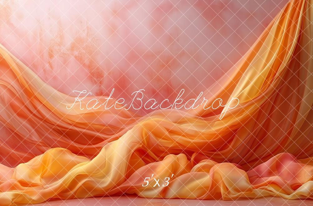 Kate Élégant Orange vif Rideaux Portrait Toile de fond conçue par Mini MakeBelieve - Kate Backdrop FR