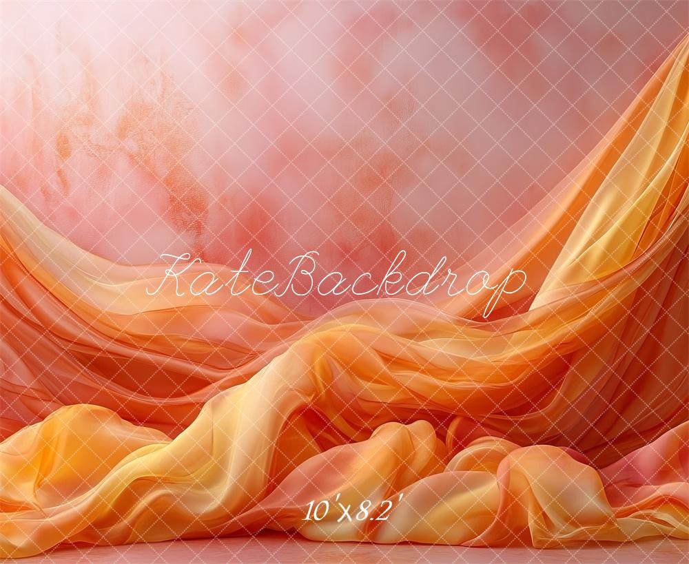 Kate Élégant Orange vif Rideaux Portrait Toile de fond conçue par Mini MakeBelieve - Kate Backdrop FR