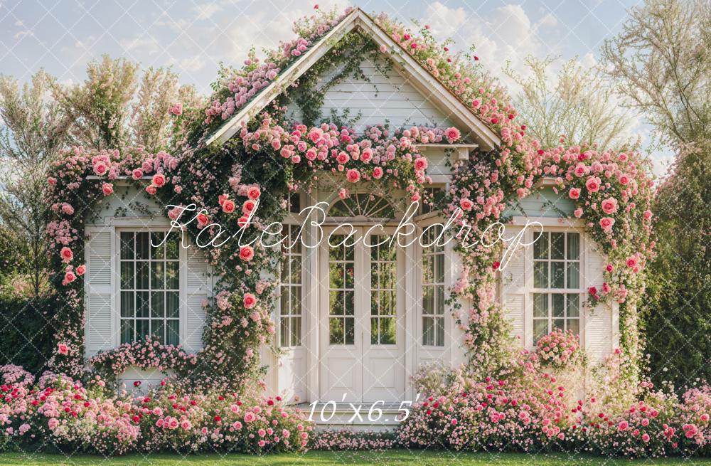Kate Printemps Fleurs Rose Maison Toile de fond conçue par Emetselch - Kate Backdrop FR