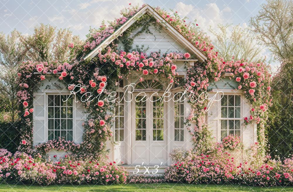 Kate Printemps Fleurs Rose Maison Toile de fond conçue par Emetselch - Kate Backdrop FR