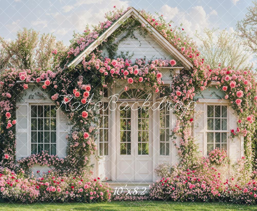 Kate Printemps Fleurs Rose Maison Toile de fond conçue par Emetselch - Kate Backdrop FR
