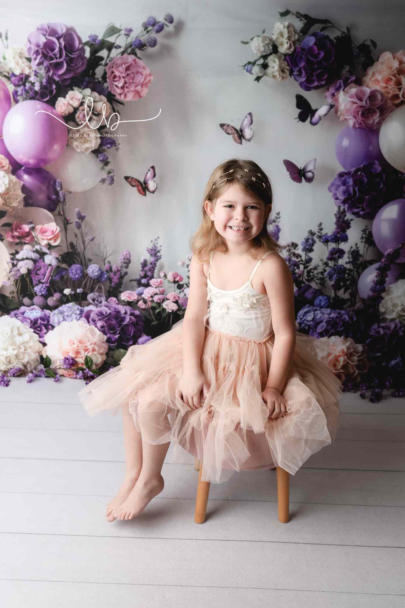Kate Printemps Fleur Ballons Papillon Cake Smash Toile de fond conçue par Emetselch - Kate Backdrop FR