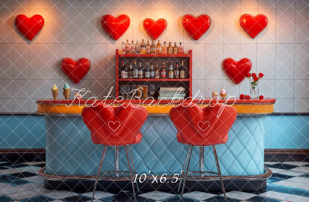 Kate Saint Valentin Bar Rétro Coeur Toile de fond conçue par Chain Photographie - Kate Backdrop FR