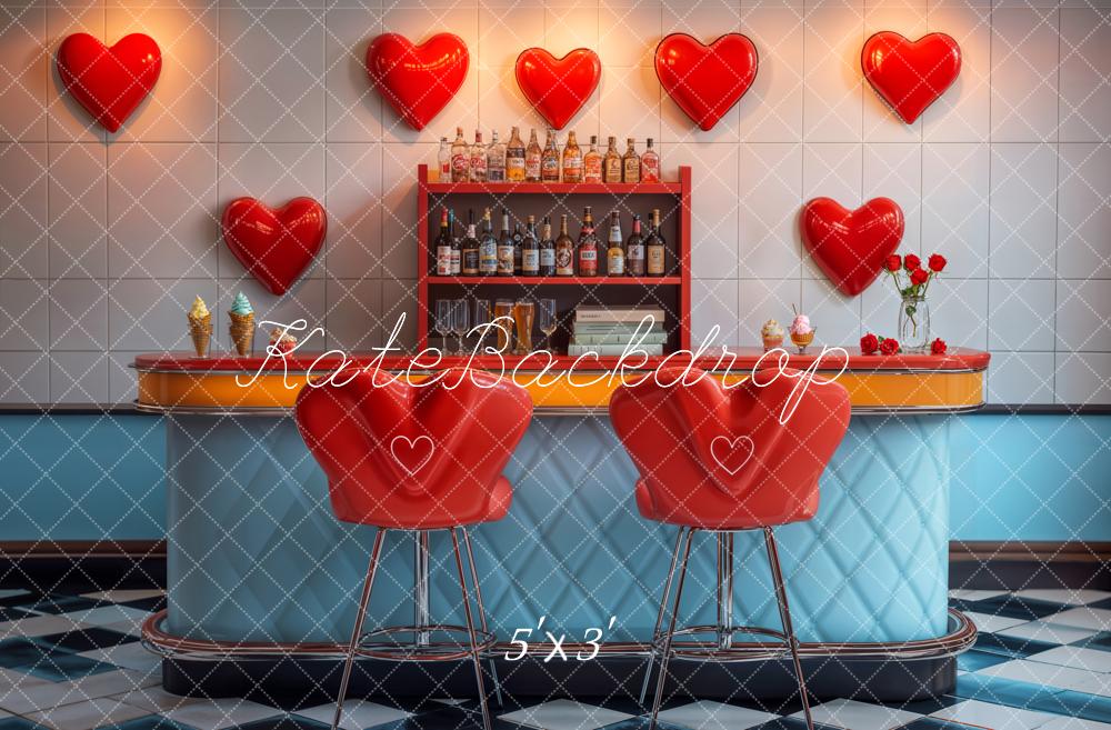 Kate Saint Valentin Bar Rétro Coeur Toile de fond conçue par Chain Photographie - Kate Backdrop FR
