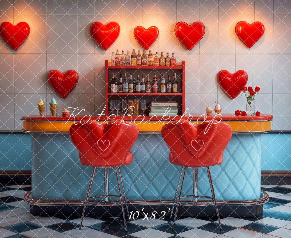 Kate Saint Valentin Bar Rétro Coeur Toile de fond conçue par Chain Photographie - Kate Backdrop FR