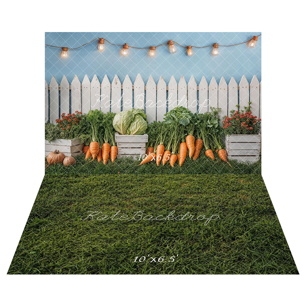 Kate Pâques Clôture Jardin Légumes Toile de fond+Vert Herbe Pelouse Sol Toile de fond - Kate Backdrop FR