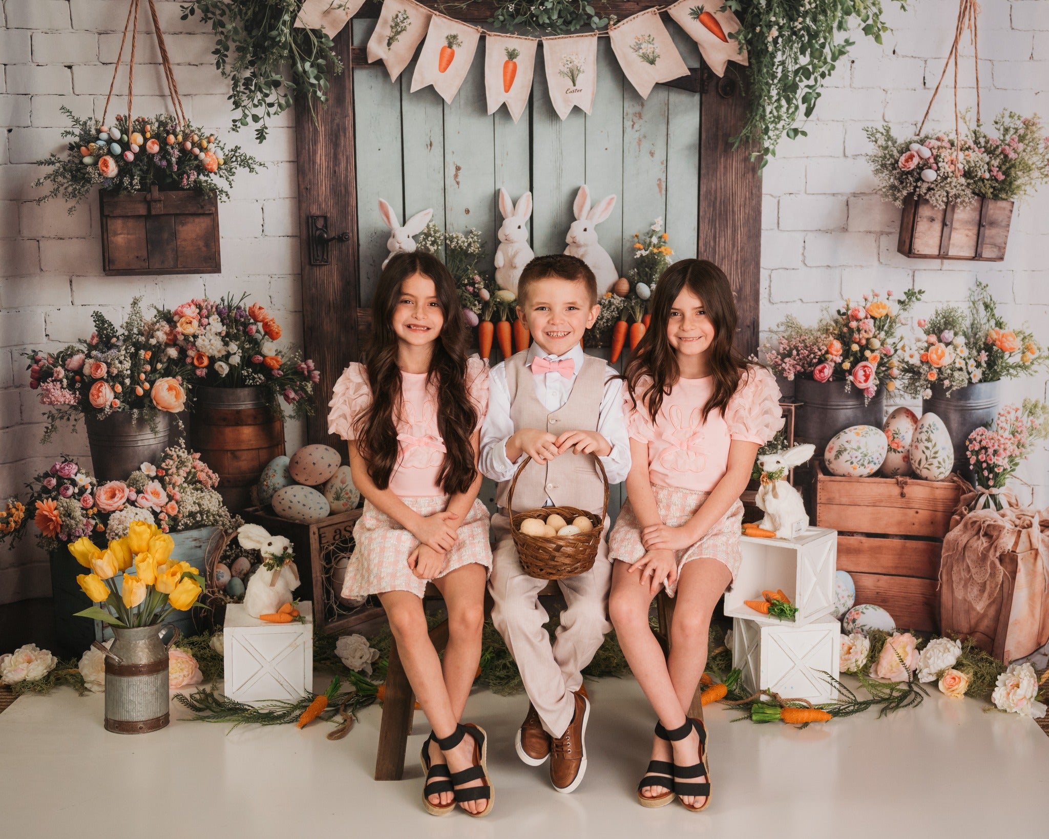 Kate Pâques Lapin Carottes Porte en Bois Toile de fond conçue par Emetselch - Kate Backdrop FR