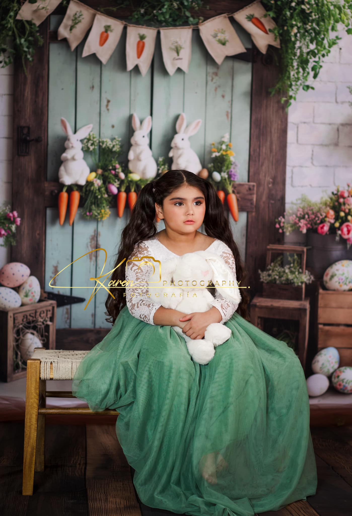 Kate Pâques Lapin Carottes Porte en Bois Toile de fond conçue par Emetselch - Kate Backdrop FR