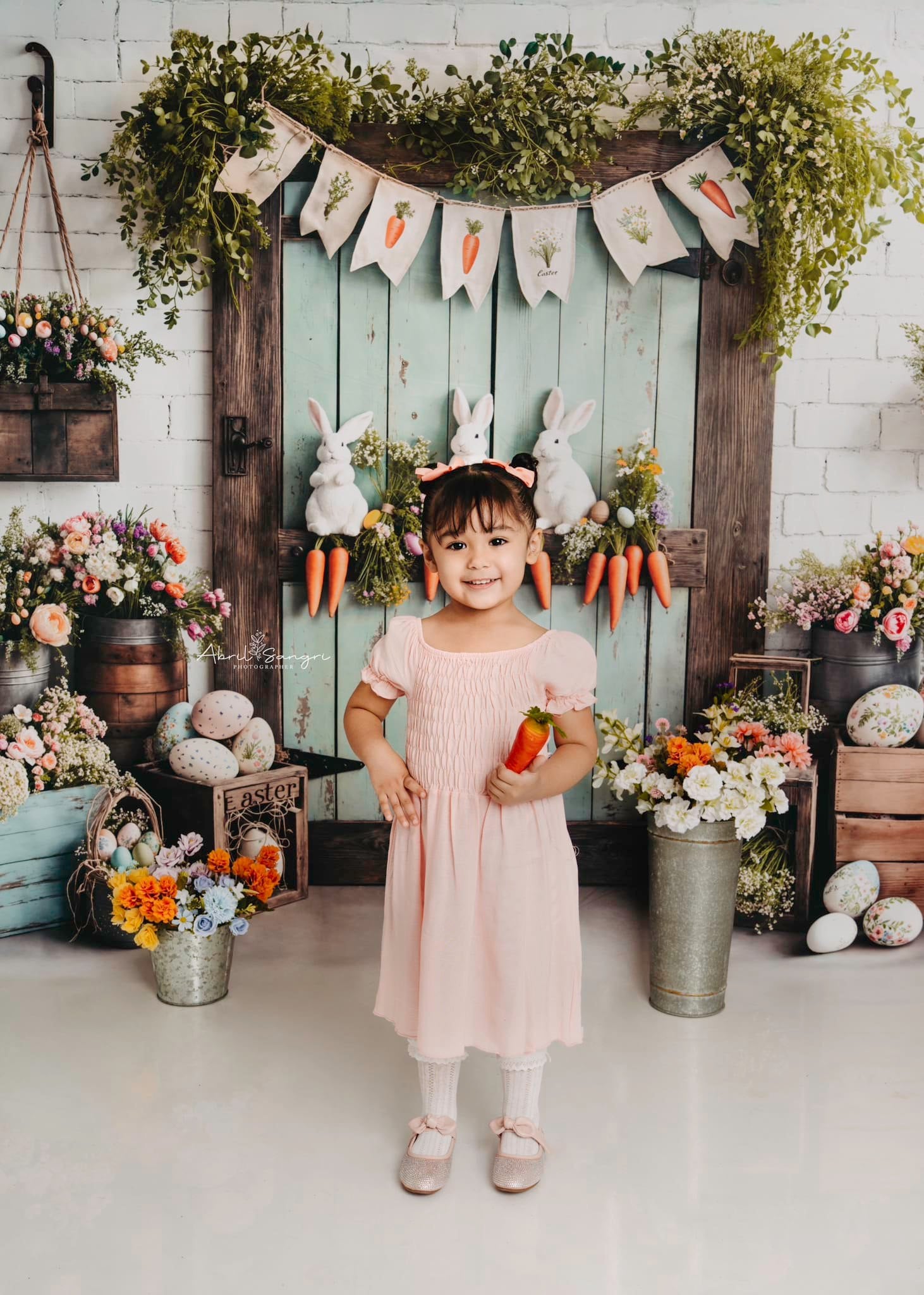 Kate Pâques Lapin Carottes Porte en Bois Toile de fond conçue par Emetselch - Kate Backdrop FR