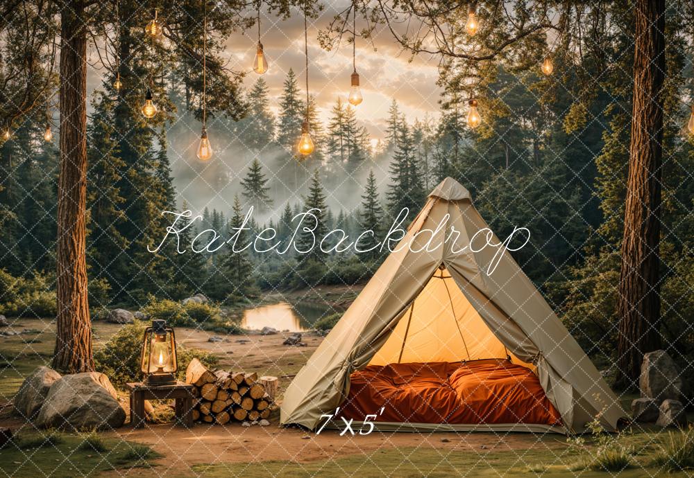 Kate Camping Forêt Tente Lumières Toile de fond conçue par Emetselch - Kate Backdrop FR