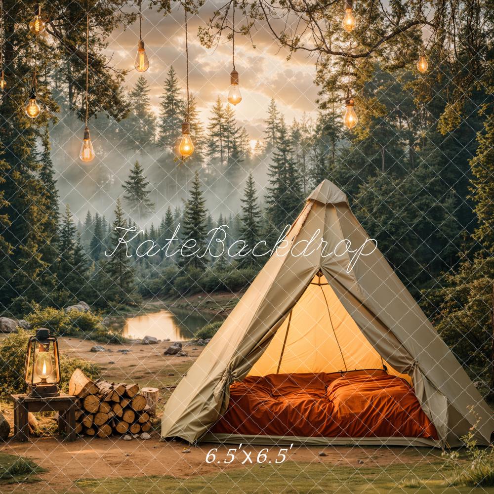Kate Camping Forêt Tente Lumières Toile de fond conçue par Emetselch - Kate Backdrop FR